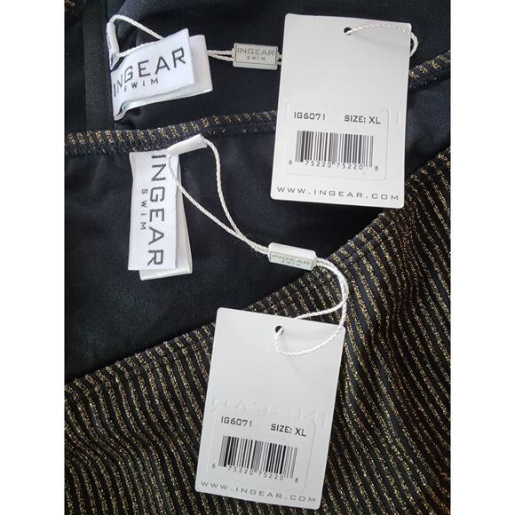 Ingear Black & Gold Metallic Striped Bikini Set Women’s Size XL - Picture 4 of 8